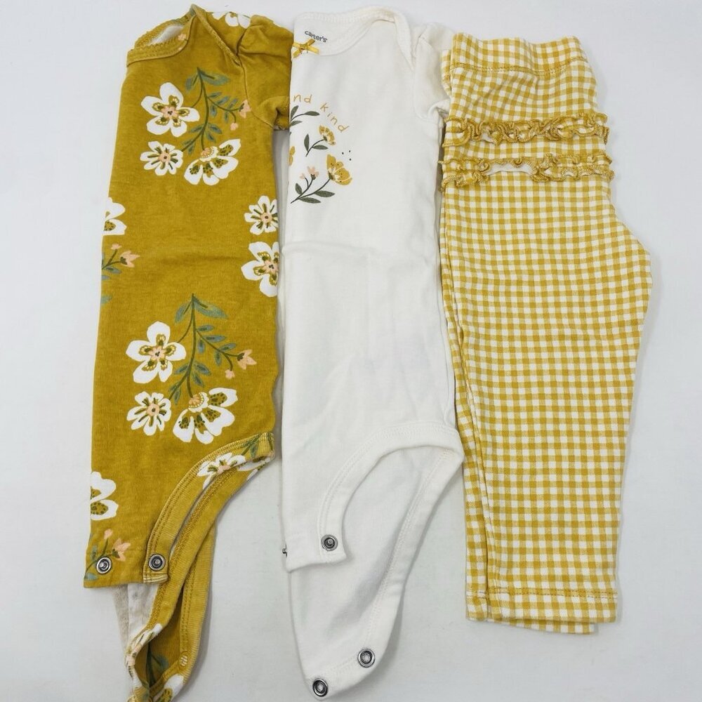 Carters Baby Girls 18 Months Cute & Kind Fall Floral Gingham 3 Piece Set 936‎